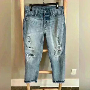 ✨Old Navy Size 8 Distressed high rise slouchy strait fit blue jeans